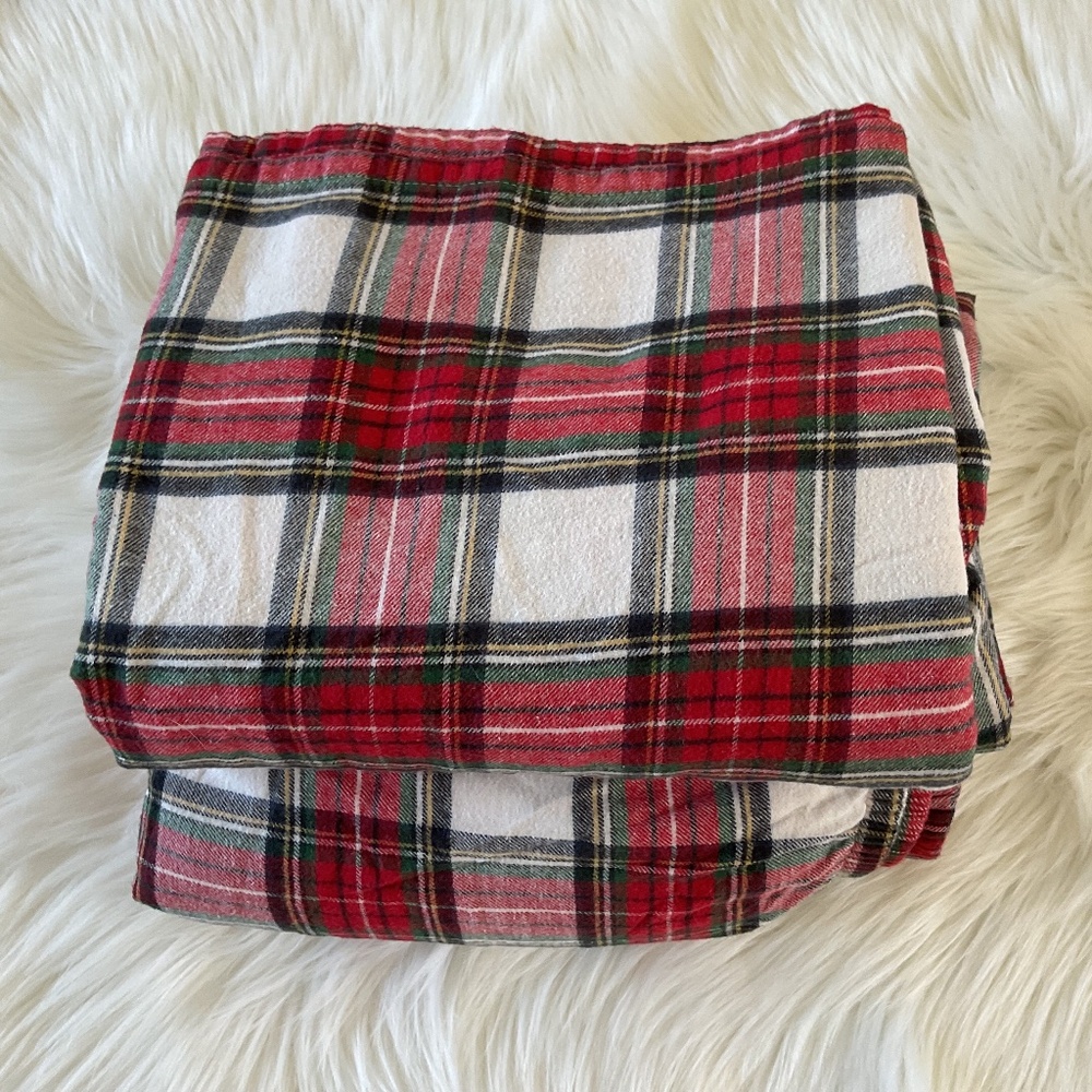 Pottery Barn Stewart Plaid Flannel Flat/ Fitted Full Size 2 Pc Sheet Set